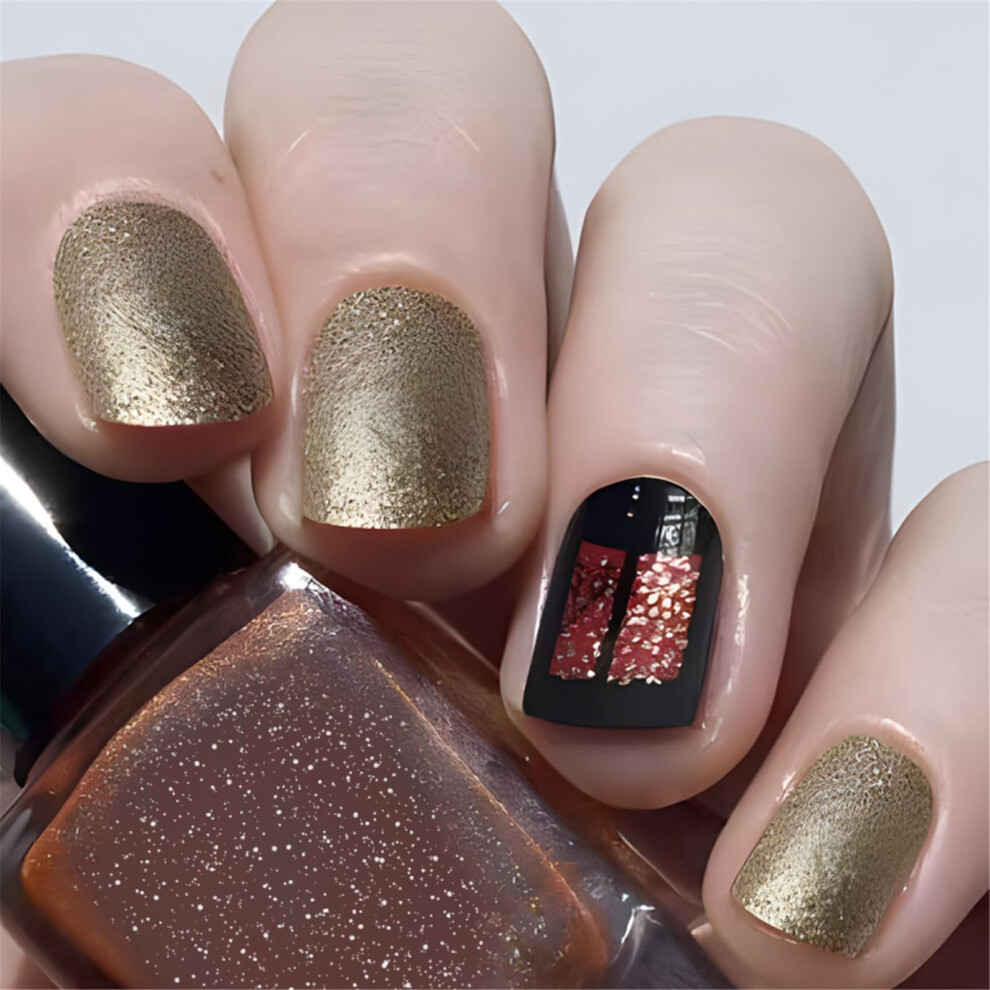 24 Pcs Glitter Short Square Press On Nails Autumn Winter Full Cover False Nails