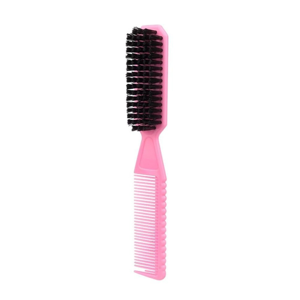 Unisex Pink Doublesided Comb Brush For Beard And Hair Grooming, Vintage Carving, Gentle Nylon Bristles,