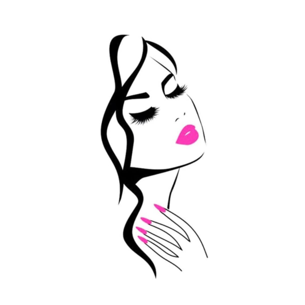 Nail Salon Wall Decal Large Beauty Face Sticker Easy Peel Manicure Art for Salon 90x38cm