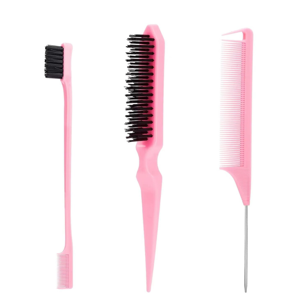 Unisex Professional 3 Piece Rat Tail Comb Set With Finetooth Precision Sectioning For Hair Styling