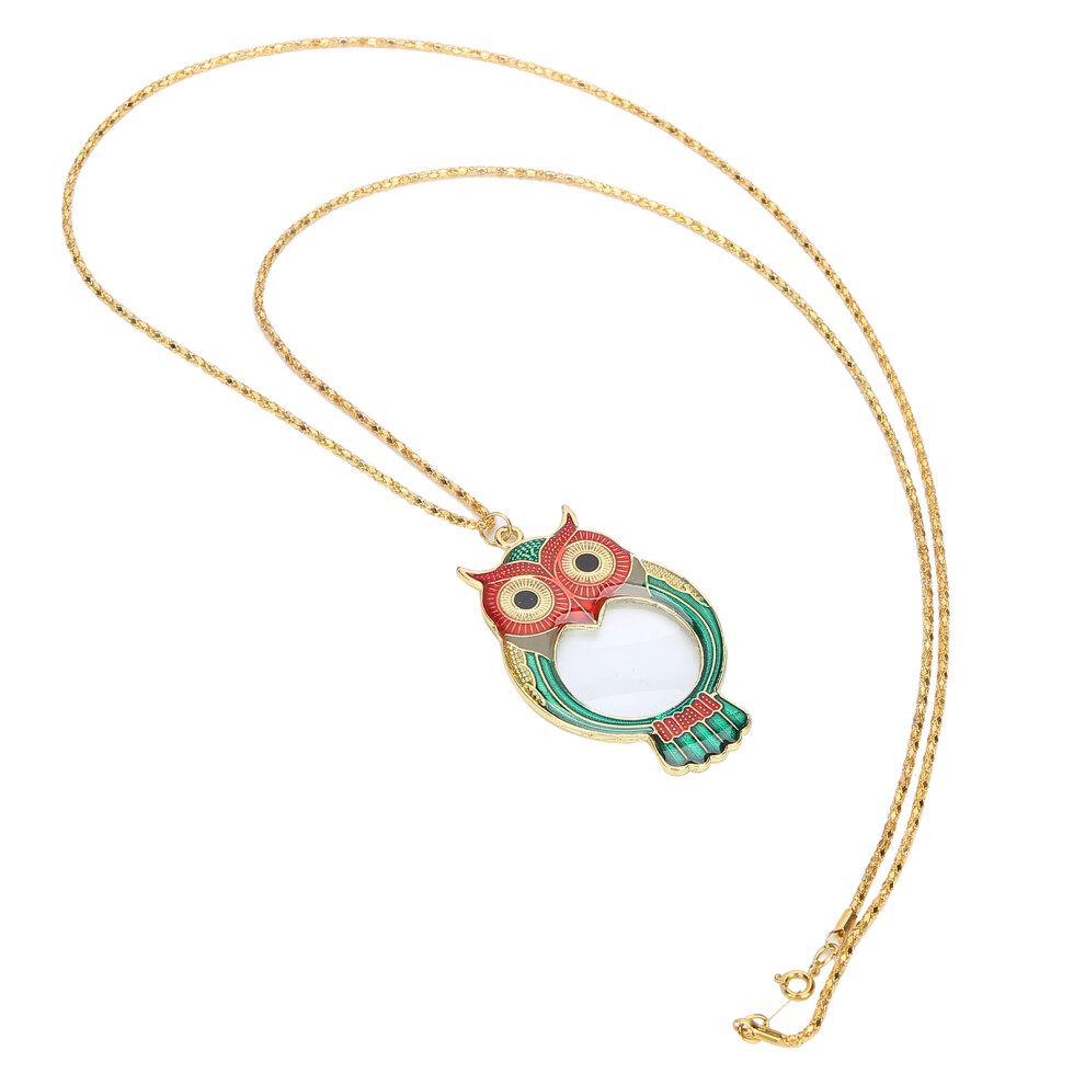 Pendant Necklace Magnifying Glass Owl Pattern Hanging Magnifying Glass For Reading Magnifiers Enhance Vision, Lightweight Portable Design Perfect For