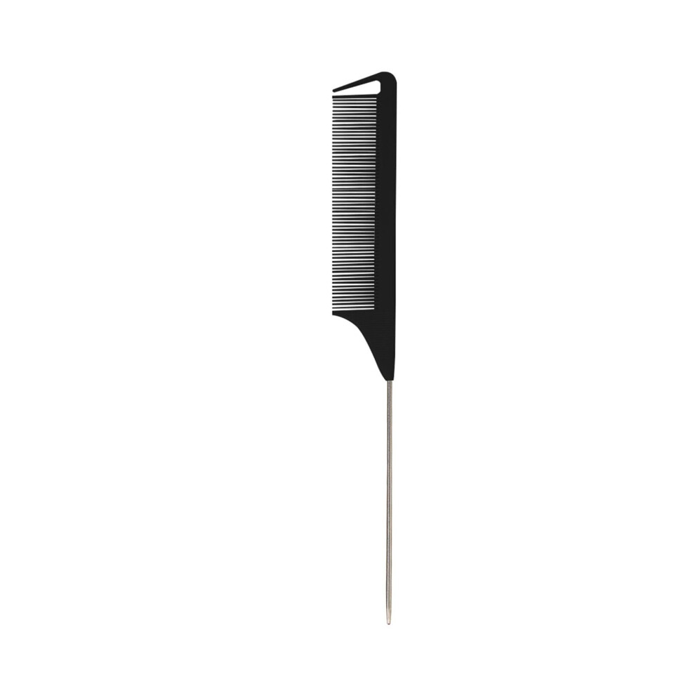Unisex Black Tail Comb With Metal Pin For Precise Sectioning, Antistatic Fine Tooth Hairdressing Styling,