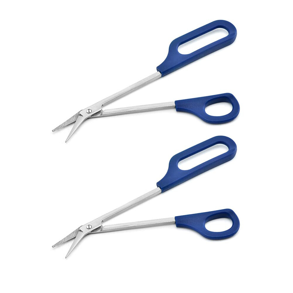 Long Handle Toenail Scissors for Seniors Ergonomic Grip Angled Blade RustResistant Steel 2 Pack