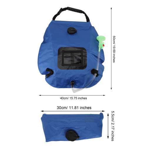 20L Solar-Camping-Duschenbeutel mit umschaltbarem Kopf – Blau, Strapazierfähiges Tuch 1