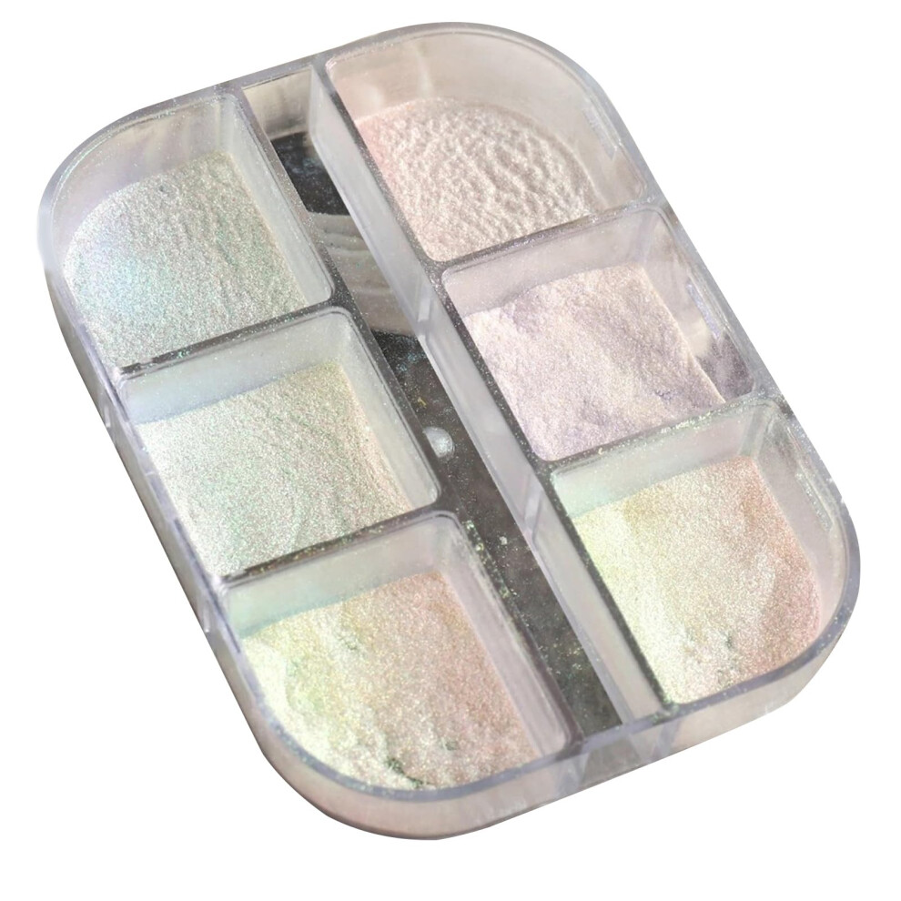 Nail Art Powder Set with Pearl Finish, 6 Grids Shimmer Multicolor Pigment for Manicure