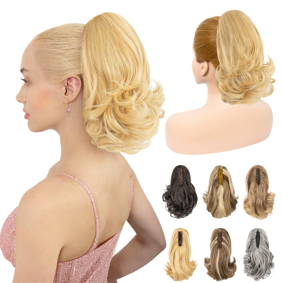 Unisex Claw Clip Ponytail Extension With Loose Curly Hair, Short Wavy Heatresistant Hairpiece Â Butterscotch