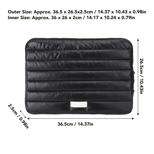 Leichter 14" gesteppter Puffer-Laptoptasche, 36x26cm, Schwarz 1