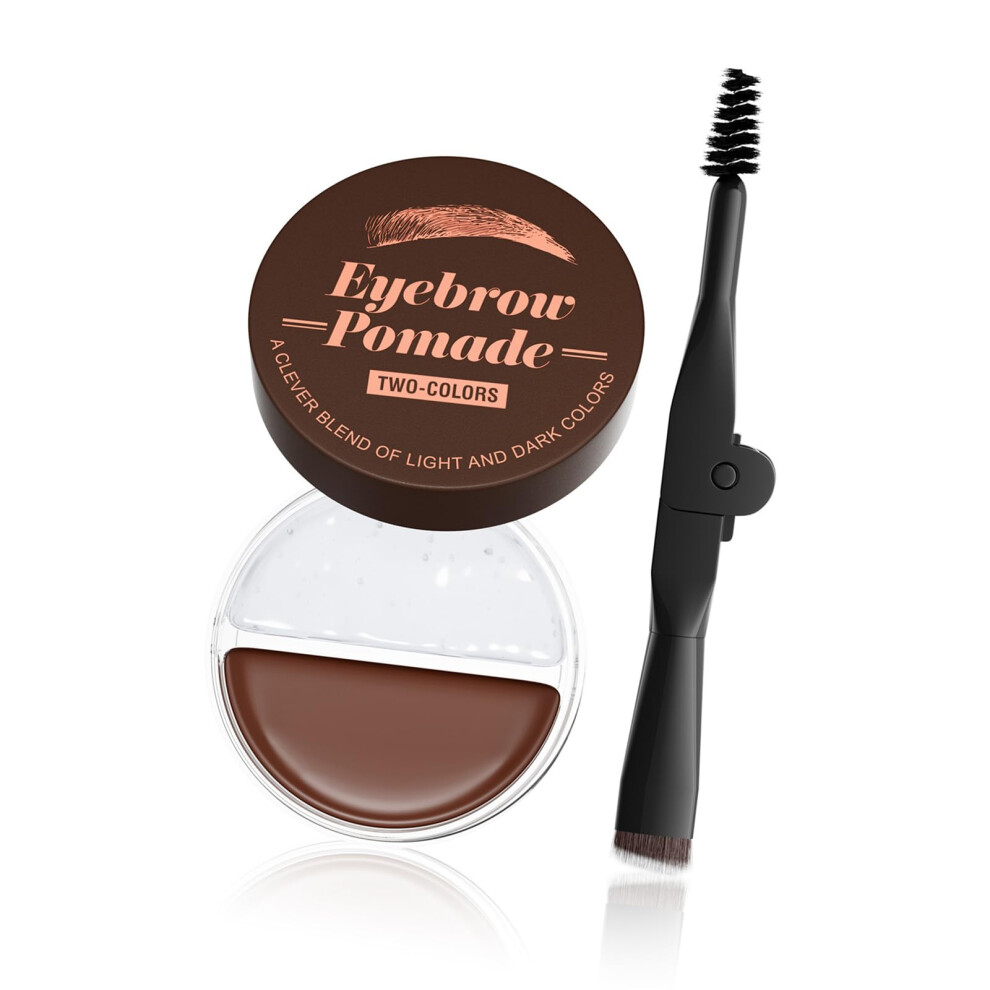 2 in 1 Long Lasting Dual Color Eyebrow Pomade with Brush for Precise Brow Styling