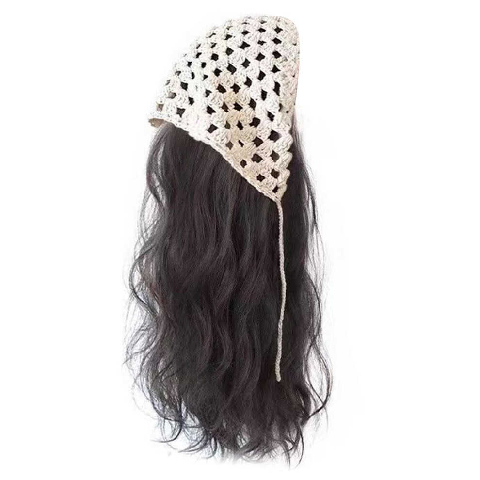 Unisex Black,Brown Curly Bandana Wig For Women Brown Black Headband Wig Synthetic Soft Hair Lightweight