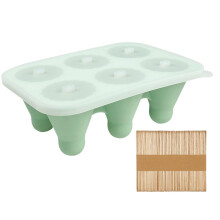 Silicone Ice Cream Mold 6Cavity Popsicle Molds with Sticks and Lid for Homemade Frozen Treats