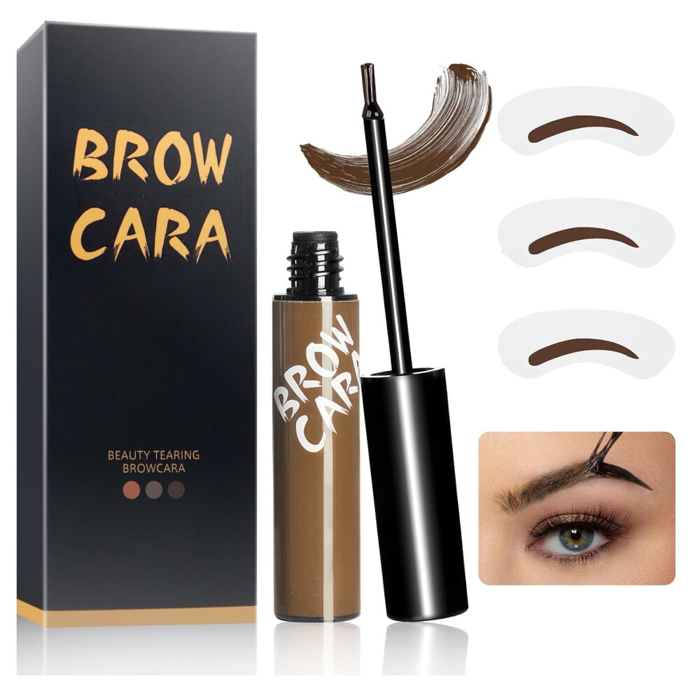 Brown Waterproof Peel Off Eyebrow Tint Gel, Longlasting Waterproof Brow Color For Fuller Defined Look,