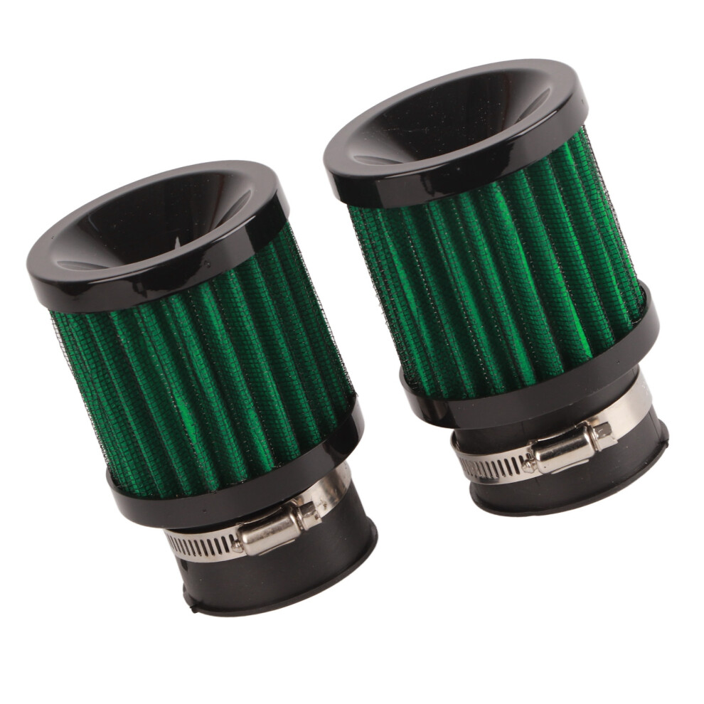 2Pcs Universal Motorcycle Air Filters 28-48Mm High Filtration | & Black/Green 8731380715315