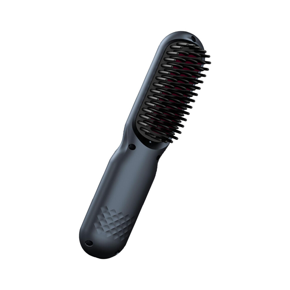 Black Electric Hair Straightener Brush For Women, Fast Heating Antiscald Comb With Adjustable Temperature