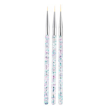 Nail Art Brush Set with Ergonomic Crystal Handle, Three Tip Sizes for Precision Nail Design