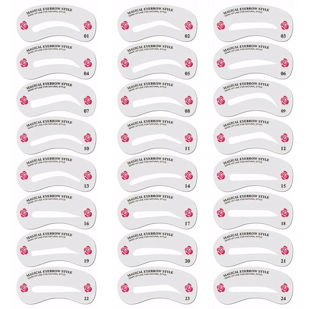 Eyebrow Stencil Kit for Women 24 Styles Reusable Washable PET Brow Shaping Stencils for Beginners