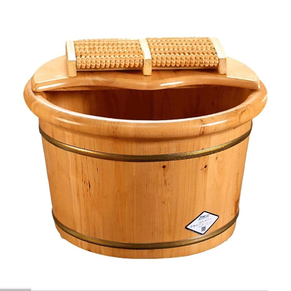 Wooden Foot Bath Bucket with Heat Retention Cover, Large Soaking Tub for Spa and Pedicure Use