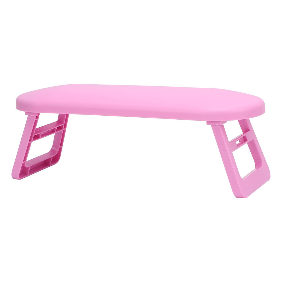 Pink 2Pcs Foldable Nail Arm Rest And Hand Pillow, Washable Plastic Cushion For Salon And Manicure