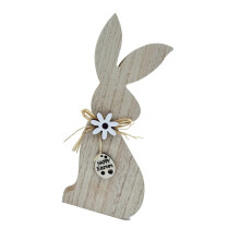 Houten bord met konijnornament met paasthema en strik voor-FHJ01