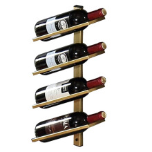 Gold Wall Mounted Wine Rack for 8 Bottles, Vertical Metal Wine Storage Shelf for Kitchen or Bar