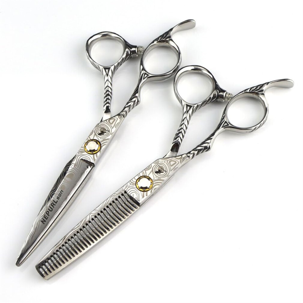 Professional Hair Cutting Scissors Set 6.0 Inch Stainless Steel Shears with Precision Blades