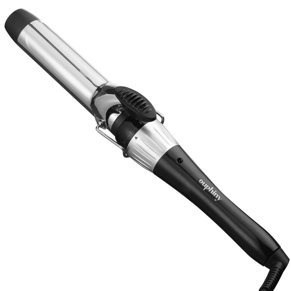 Black 1.25 Inch Curling Iron For All Hair Types, Nickel Alloy Barrel Hair Curler With Instant Heat, Adjustable Temperature, Dual Voltage For Travel,