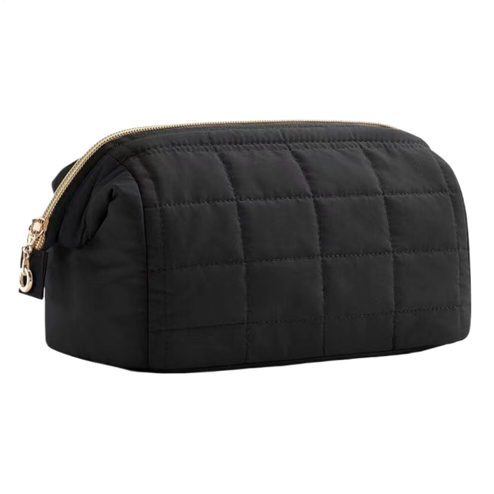Black Makeup Bag Quilted Travel Cosmetic Bag Large Capacity Cosmetic Organizer Travel Toiletry Bag