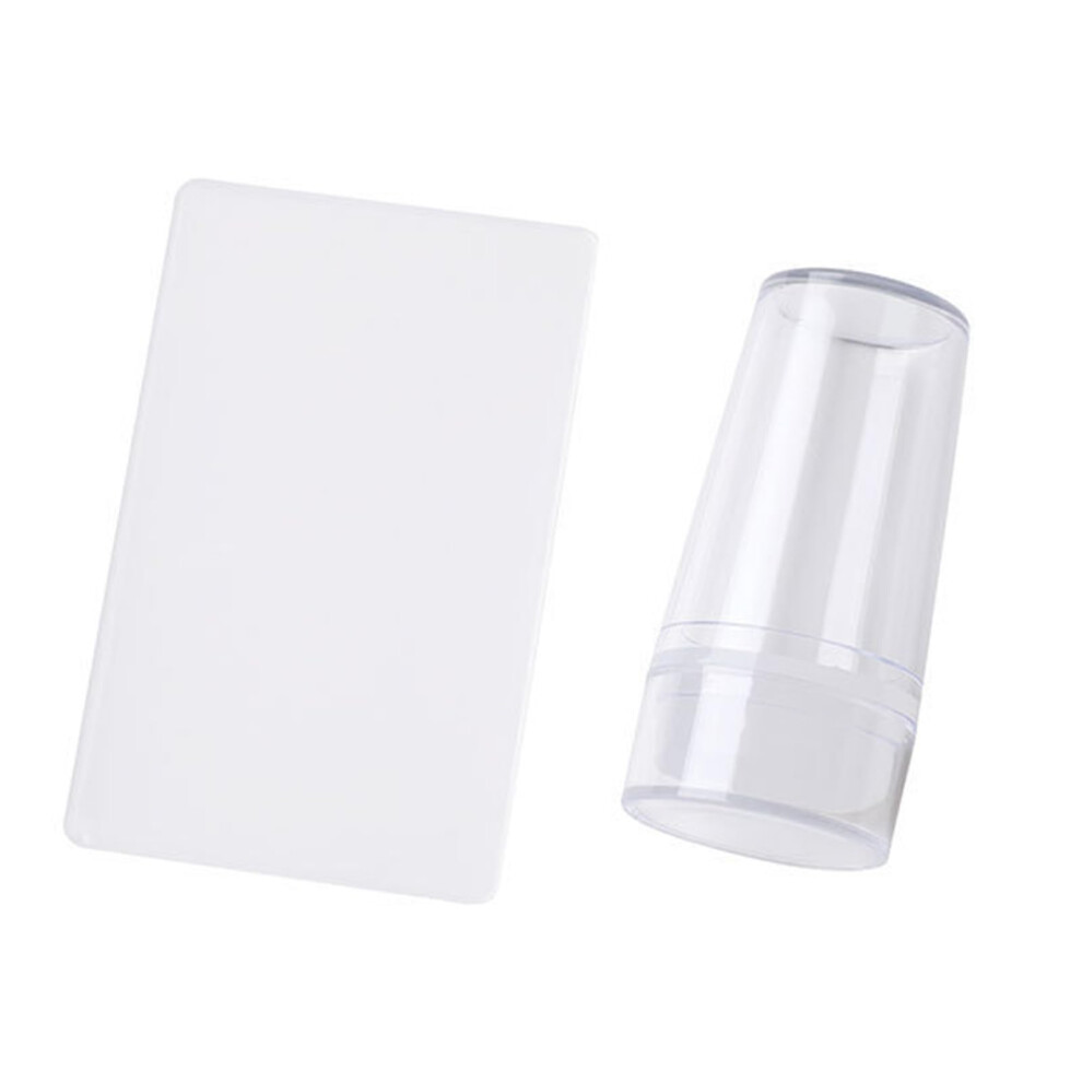 Transparent Silicone Nail Art Stamper with Scraper for French Nail Stamping and Salon Use