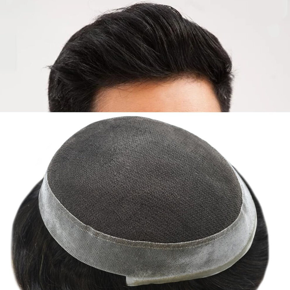 Unisex Black Mens Toupee Human Hair Hairpiece French Lace With Poly Skin Perimeter 6X9 Off 80% Density