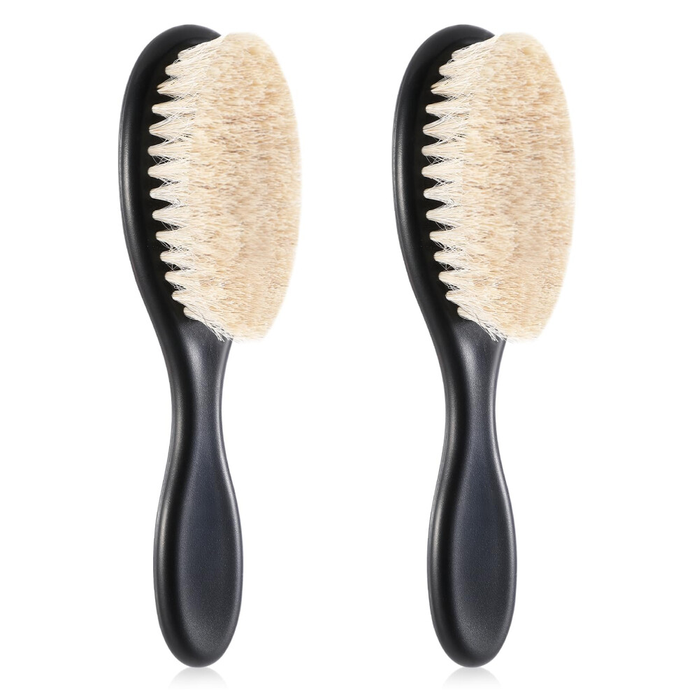 2Pcs Boar Bristle Beard Brush and Barber Neck Duster Set for Gentle Hair Removal and Styling