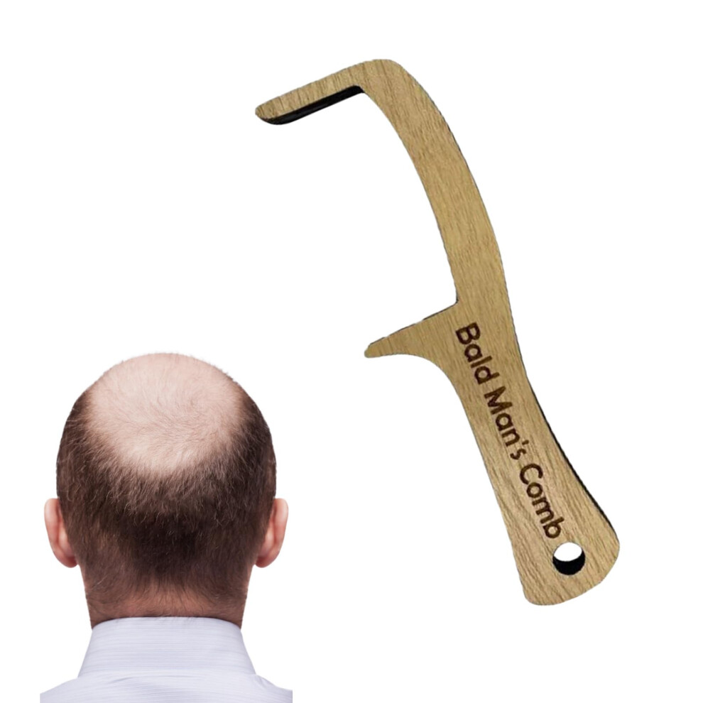Funny Bald Man Gift Wooden Bald Head Brush with Humorous Novelty Design for Gag Grooming