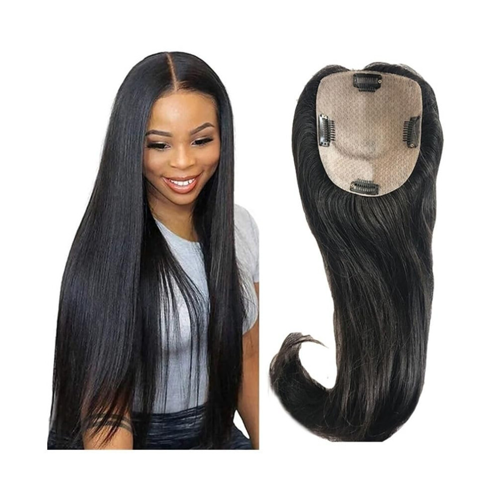 Unisex Human Hair Topper For Women With Thinning Hair, Silky Straight Malaysian Virgin 5X5 Swiss Lace
