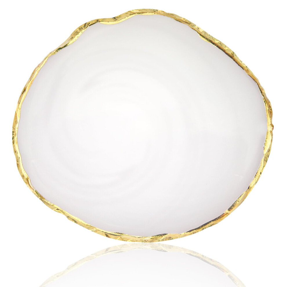 Golden/White Resin Nail Art Mixing Palette With Smooth Edge, Easyclean Diy Manicure Color Plate