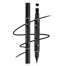 Eyeline Stamp Pen DoubleHeaded Waterproof Smudgeproof Liquid Winged Eyeliner with Heart Stamp