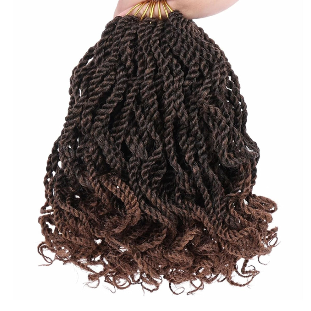 Unisex 6 Inch Wavy Senegalese Twist Crochet Hair 8 Pack Prelooped Curly End Havana Twist Extensions T30