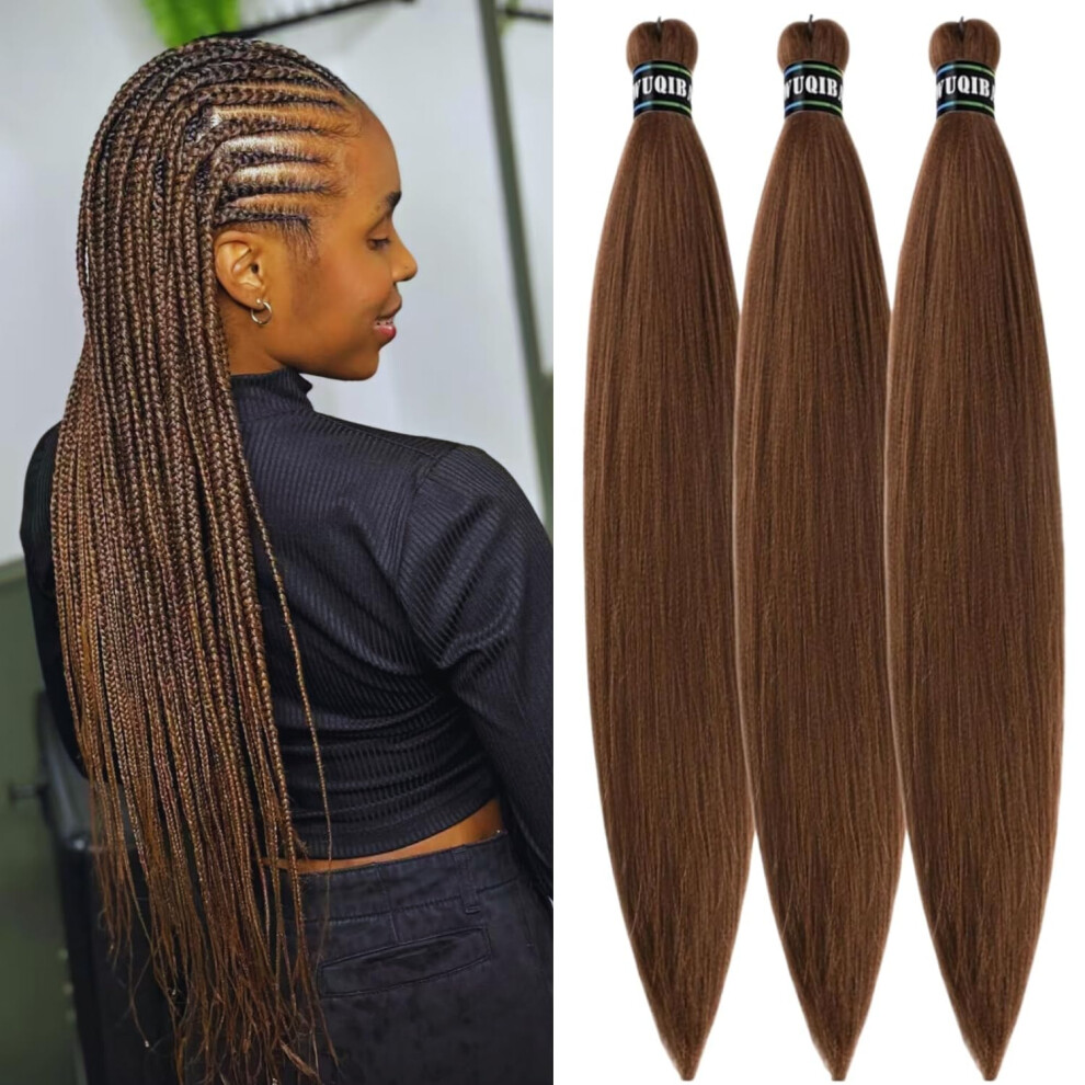 Dark Blonde Brown Pre Stretched Braiding Hair Extensions 52 Inch Synthetic for Knotless Braids
