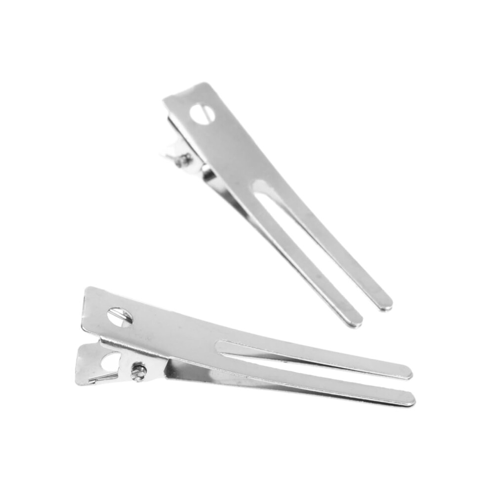 Silver 50Pcs Metal Double Prong Alligator Hair Clips 4.5Cm Salon Styling And Sectioning