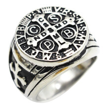 Ring mit heiligem Symbol für die tägliche Andacht, hypoallergener Edelstahlring mit exquisiter Verarbeitung und Darstellung des Exorzismus des