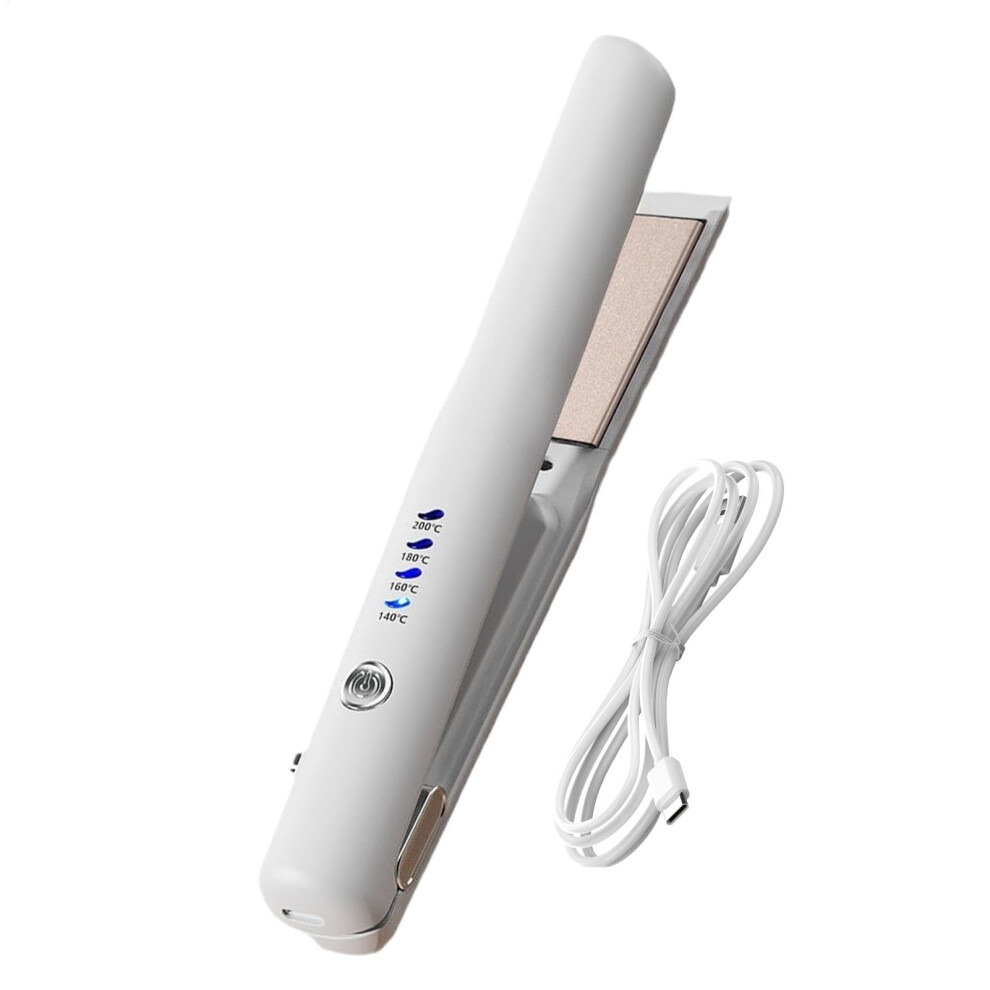 White Usb Rechargeable Cordless Hair Straightener Flat Iron, Fast Heatup, Adjustable Temperature,