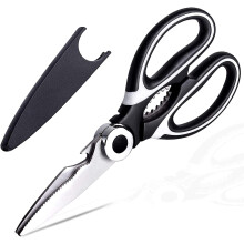 Pizza Scissors, Extra Sharp Removable Knife and Ergonomic Soft Clutch with Pizza Cutter, 10.3 Inch, Black and Red