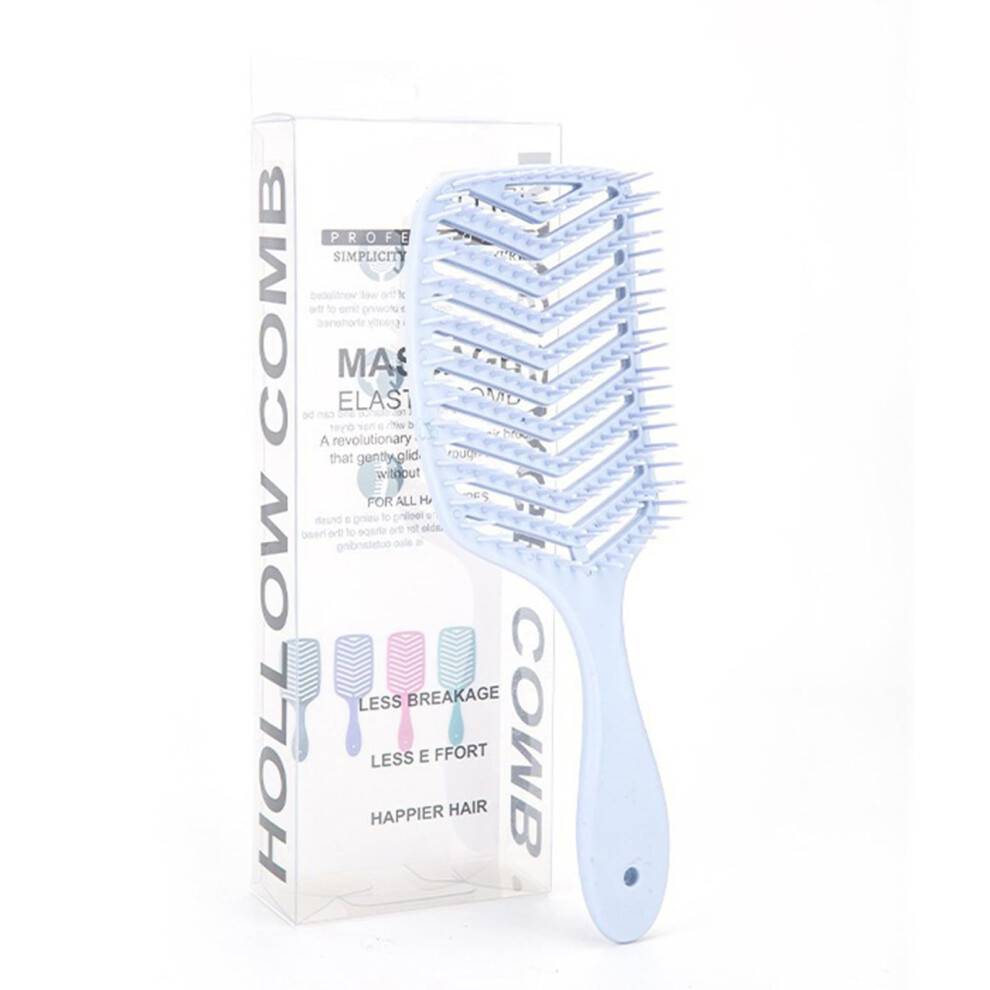 Sky Blue Detangling Hair Brush Hollow Out Vent For Wet And Dry Hair Blow Drying Tangle Grip