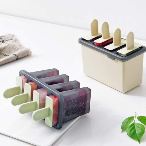4 Cavity BPA  Silicone Popsicle Molds with Base Easy Release Ice Pop Maker BuiltIn Drip Guard 2