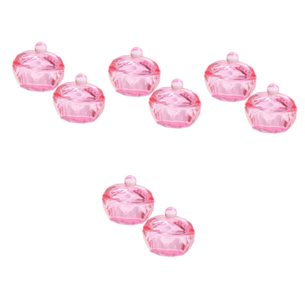 Acrylic Nail Dappen Dish Set with Lid for Precision Liquid Mixing, 8pcs Glass Cups for Salon Use