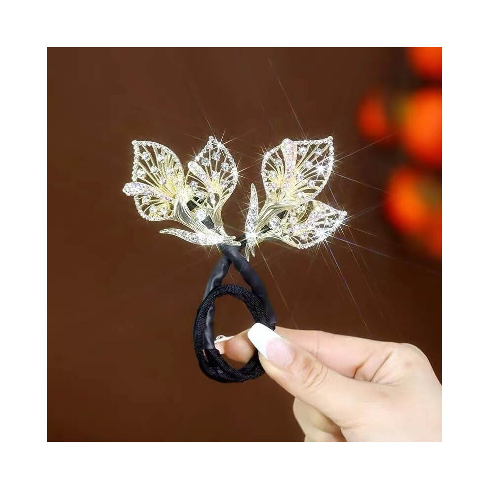 Elegant Rhinestone Hair Bun Maker and Curler for Women, French Twist Styling Tool with Secure Hold