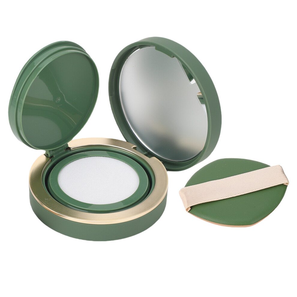 Cream Refillable Abs Cushion Foundation Case With Mirror & Puff, 15G
