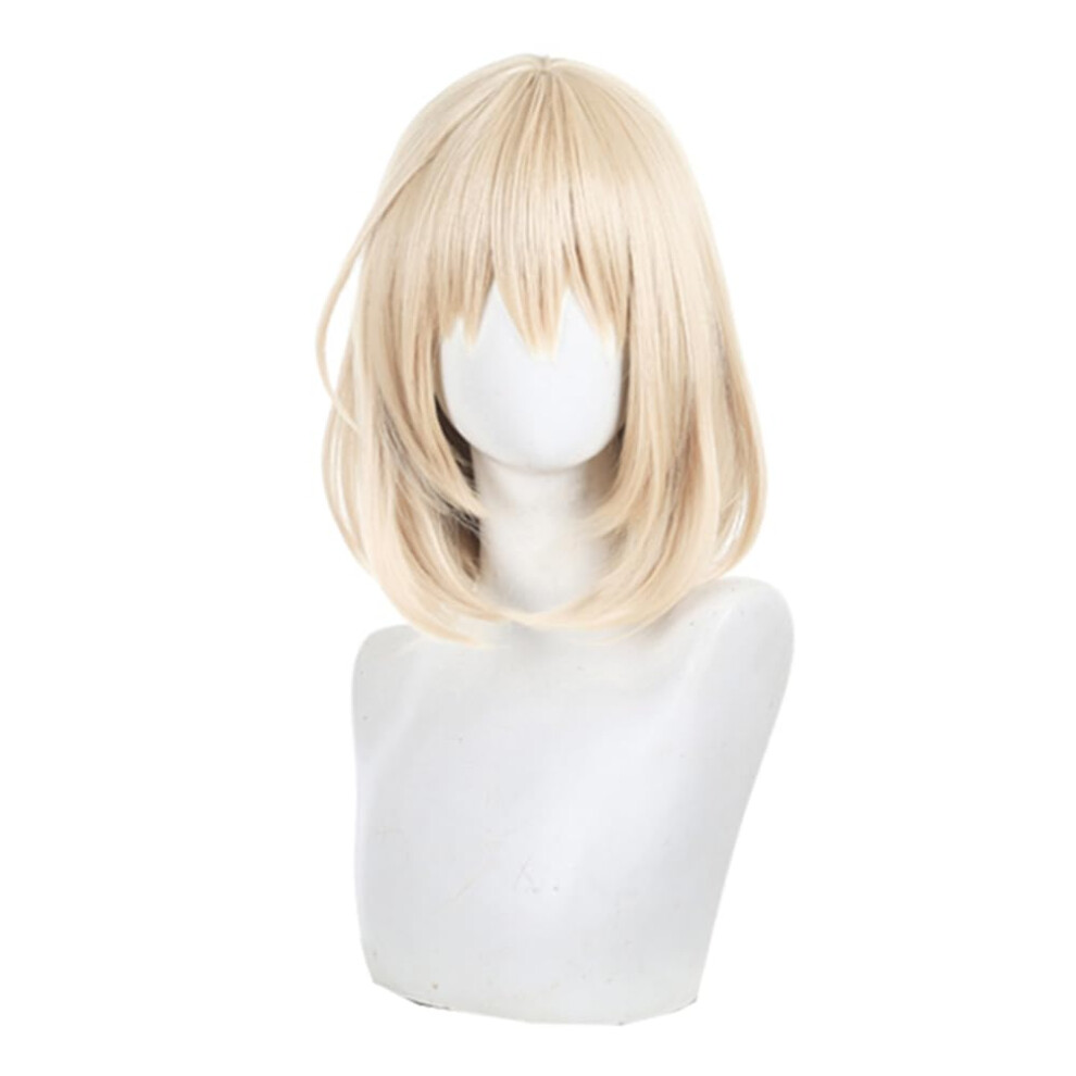 Unisex Silver Platinum Blonde Short Bob Wig With Bangs, Heat Resistant Synthetic Costume Wig For Women