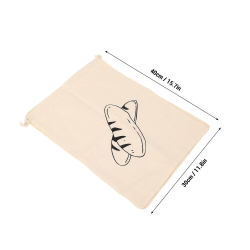Reusable Linen Bread Bags 40x30cm, Drawstring Fruit & Veggie Storage 1