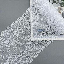 2Meters Colorful Elastic Stretchy Lace Ribbon Hollow Floral Embroidery Fabric For Lingerie Bleached White 15cm Wide