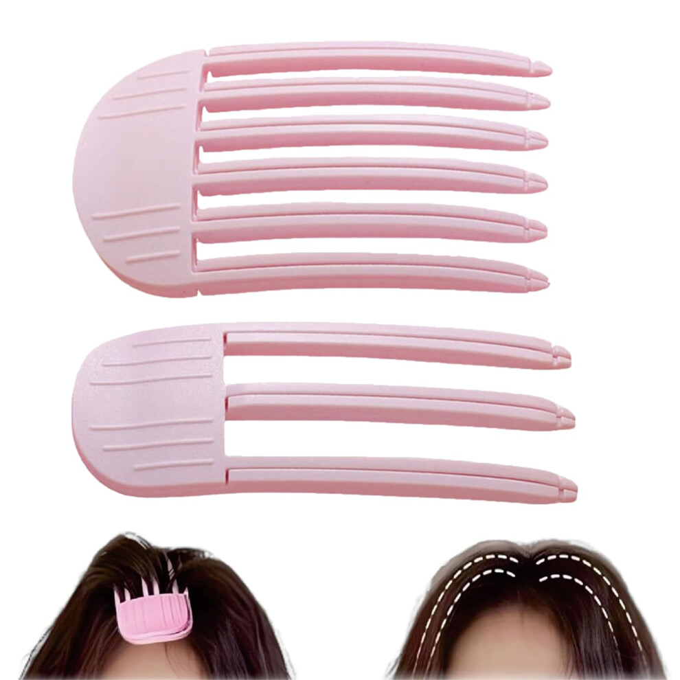 Unisex Pink 2Pcs Hair Volume Clip For Instant Root Lift, No Crease Design, Fluffy Bangs And Crown Volumizer