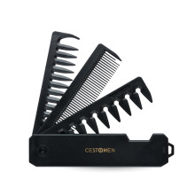 Folding Pocket Comb for Men, 3 in 1 Hair and Beard Comb with Dual Tooth Design for Travel Grooming