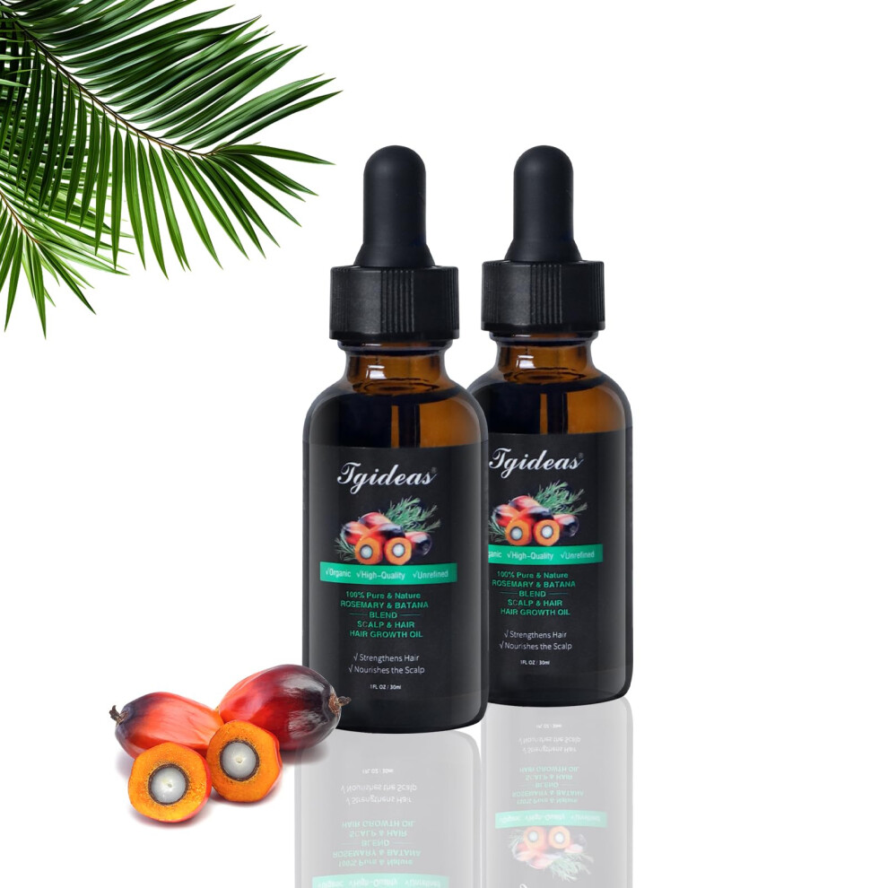 Rosemary Hair Growth Oil with Batana, Organic Scalp Strengthening for All Hair Types, 2 Pack